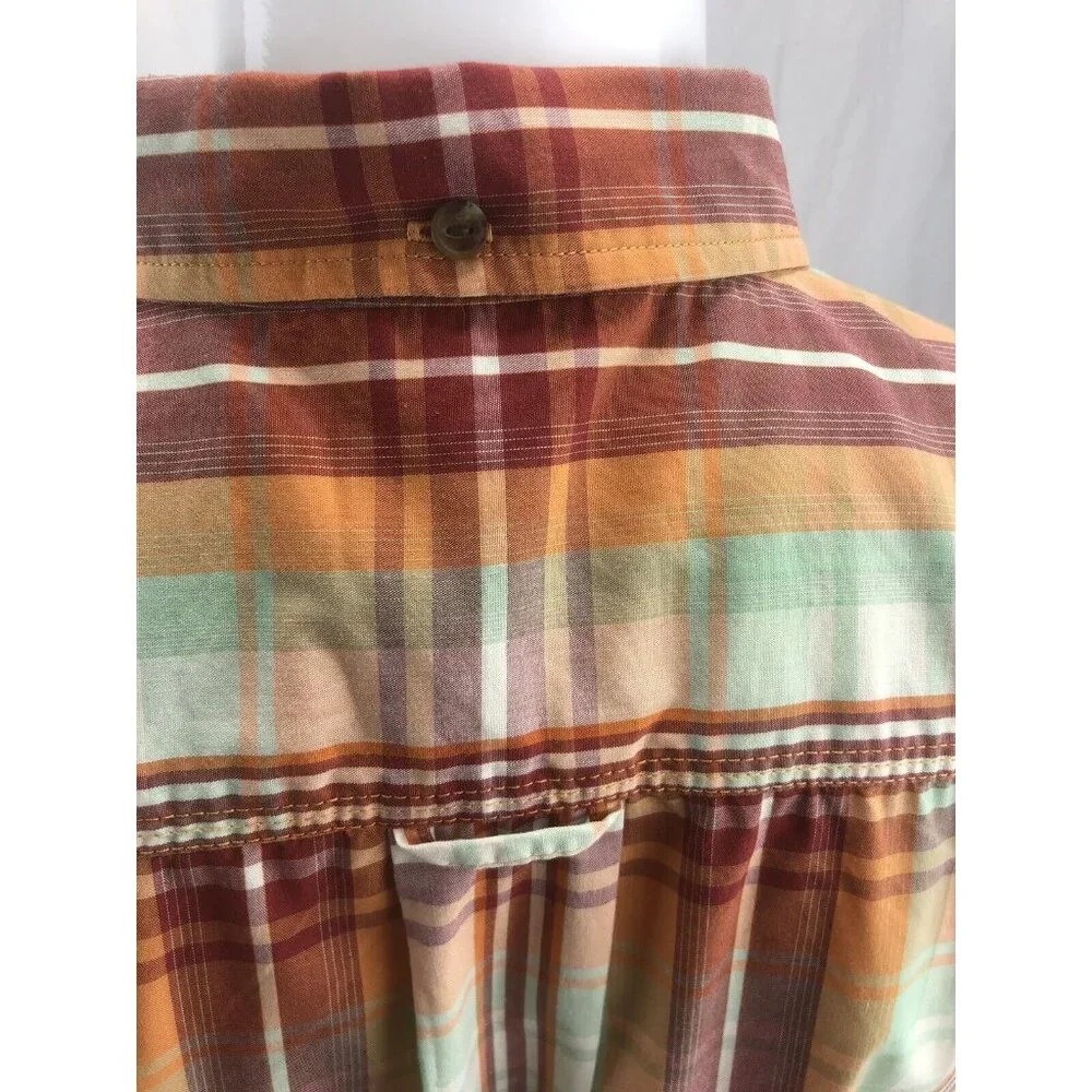 The North Face Men Shirt Madras Plaid Short Sleeve Button Up Hiking Large L